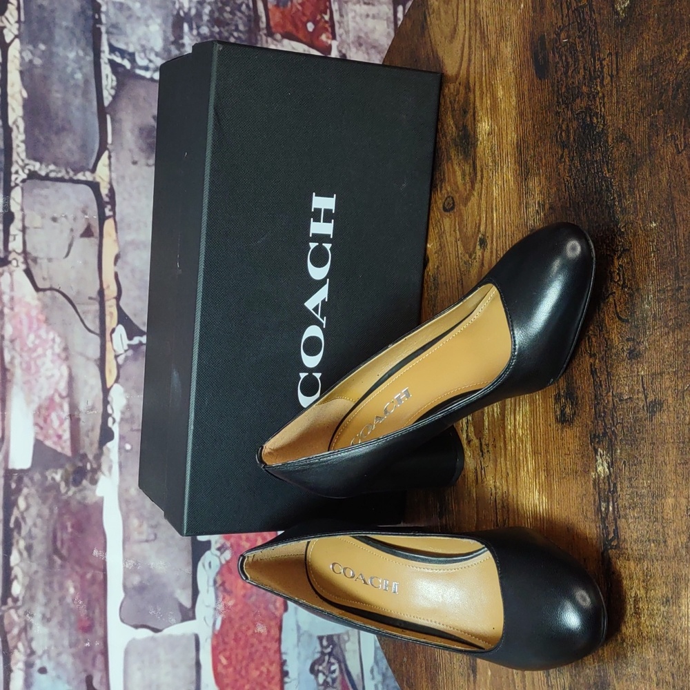 Coach "Georgina" Black Leather Pumps